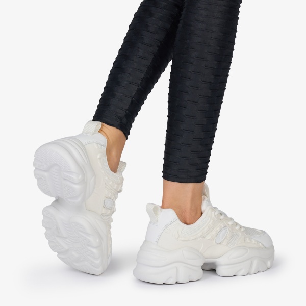SNEAKERS din PIELE ECOLOGICA SI TEXTIL CRL1038 CULOARE: ALB - Img 3
