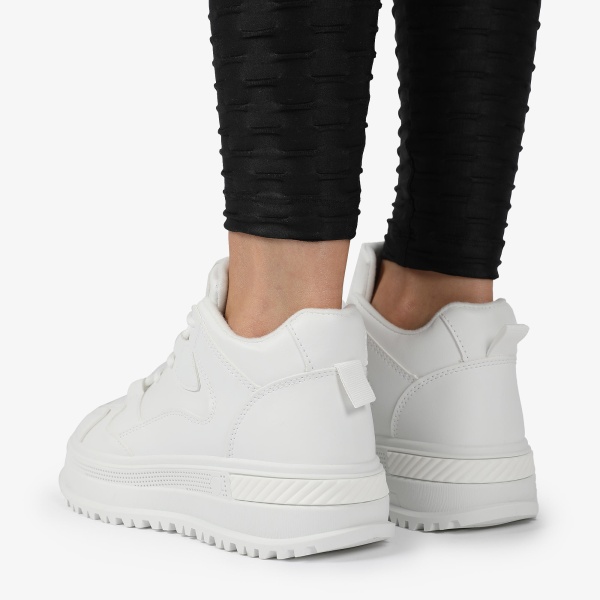 SNEAKERS din PIELE ECOLOGICA SI TEXTIL CRL1282 ALB - Img 3
