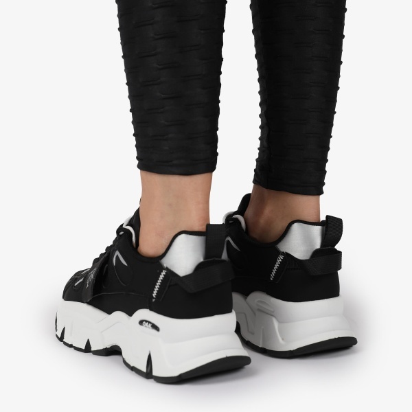 SNEAKERS din PIELE ECOLOGICA SI TEXTIL CRL1515 Negru - Img 4
