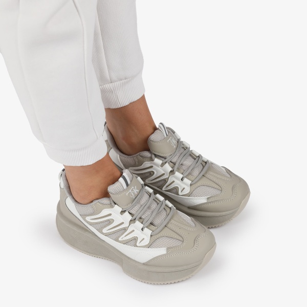 SNEAKERS din PIELE ECOLOGICA SI TEXTIL Multicolor CRL1279 GRI - Img 4