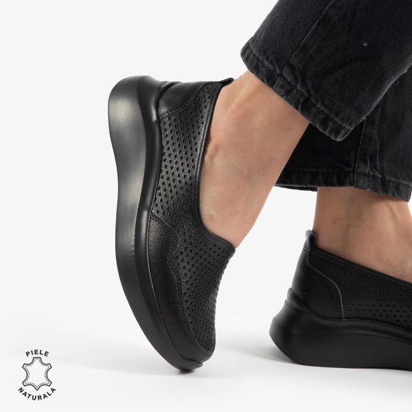 Balerini Dama Piele naturală CRL0103 NEGRU - Img 4