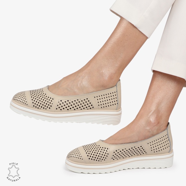 Balerini Dama Piele naturală CRL0105 BEJ - Img 3