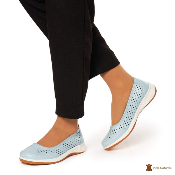 Balerini Dama Piele Naturala Slip-on CRL0073 ALBASTRU - Img 3