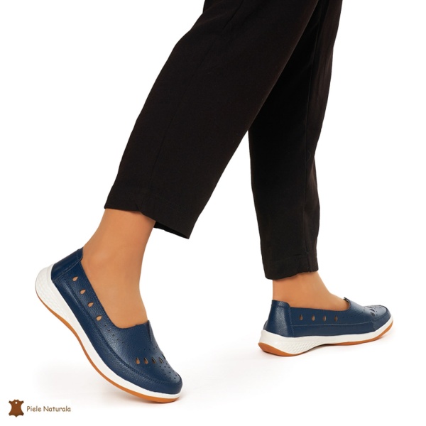 Balerini Dama Piele Naturala Slip-on CRL0074 Bleumarin - Img 2