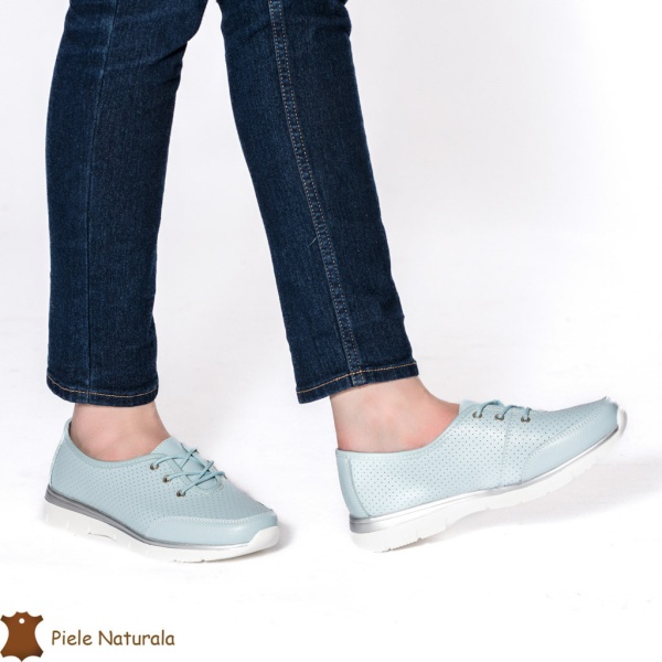 BALERINI SPORT dama din Piele naturală CRL0114 ALBASTRU - Img 2
