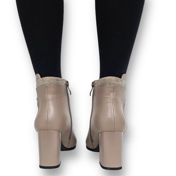 Botine DAMA din PIELE Ecologica cu FERMOAR si Catarama CRL0931 CULOARE: Khaki - Img 6