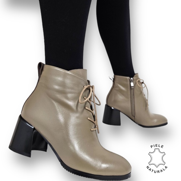 Botine DAMA din PIELE Naturala CRL0937 CULOARE: Khaki - Img 3