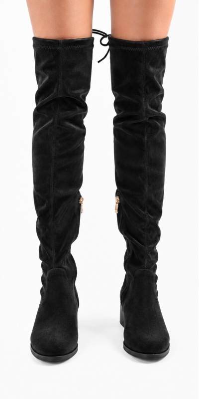 Cizme dama din Piele Ecologica CRL0693 Negru suede - Img 3