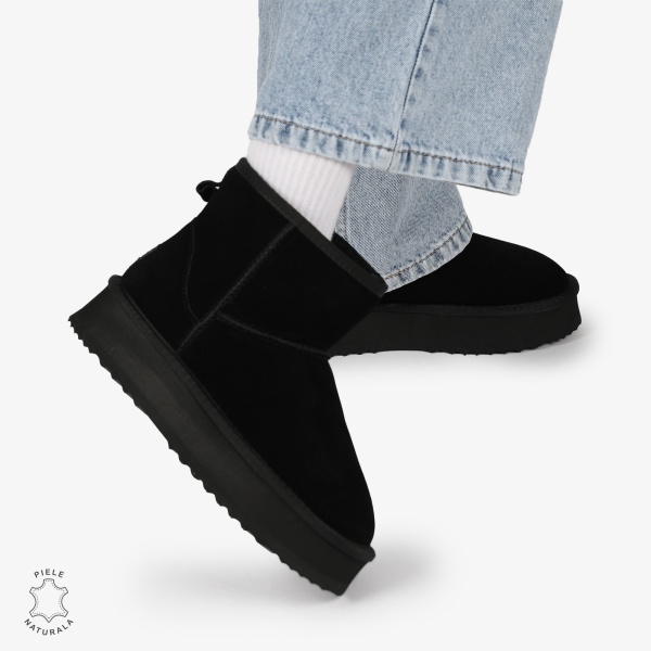 CIZME TIP UG DAMA din PIELE NATURALA INTOARSA CRL0893 CULOARE:NEGRU - Img 8