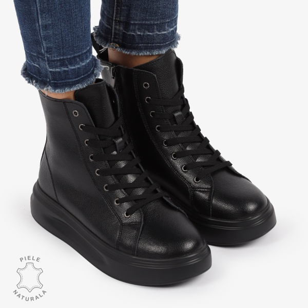 Ghete dama din Piele Naturala CRL0652 Negru - Img 2