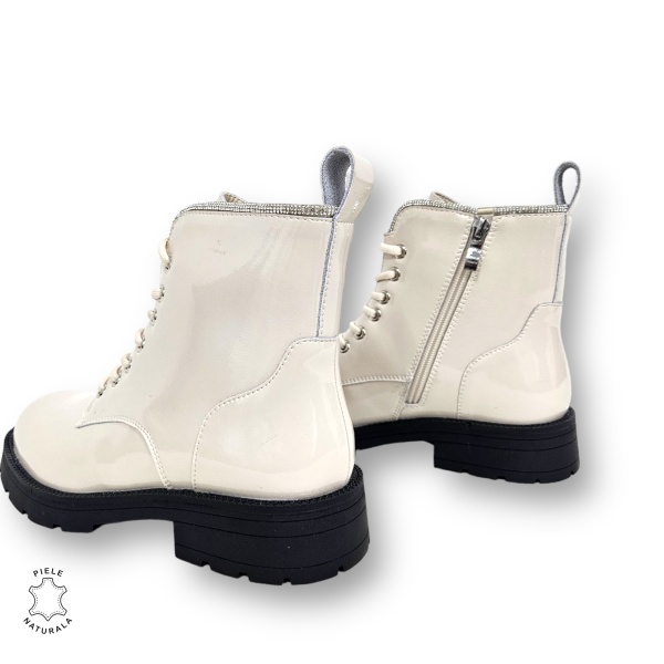 GHETE DAMA din PIELE NATURALA LUCIOASA CRL0896 CULOARE:Bej - Img 3