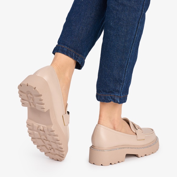 Mocasini DAMA din PIELE ECOLOGICA CU STRASURI CRL0953 CULOARE: Bej - Img 3