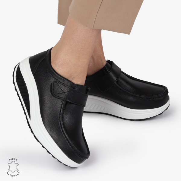 Mocasini dama din Piele Naturala CRL0063 NEGRU - Img 2