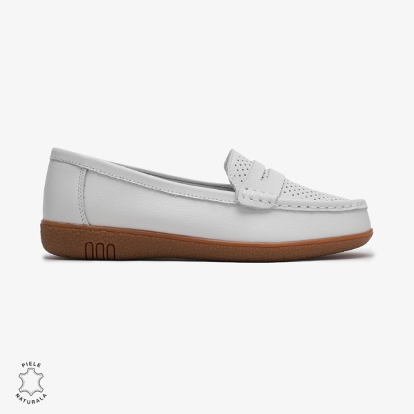 Mocasini dama din Piele Naturala CRL0712 ALB - Img 2
