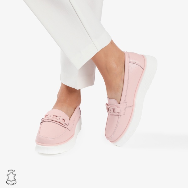 Mocasini dama din piele naturala CRL0787 ROZ - Img 3