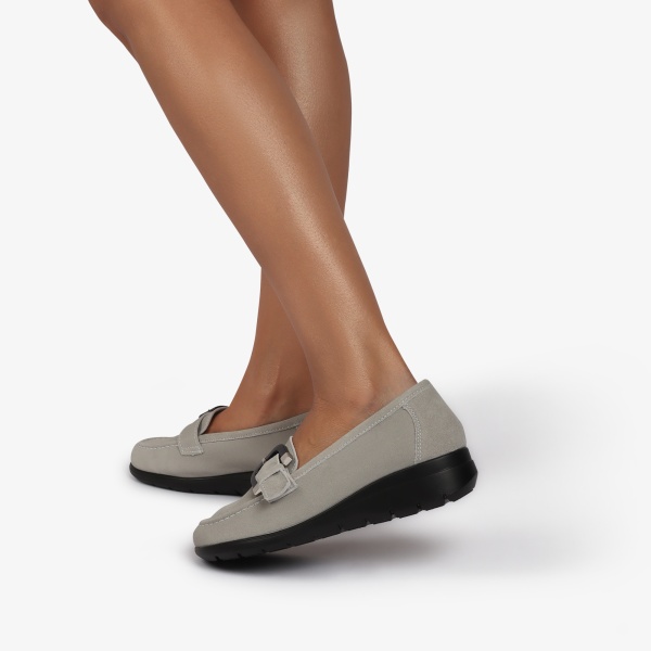 Mocasini dama din Piele Naturala CRL0844 GRI - Img 3