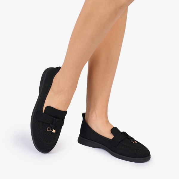 MOCASINI dama TEXTIL CU DETALIU AURIU CRL1027 Culoare: NEGRU - Img 3