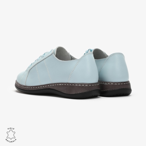 Pantofi casual Albaștri de dama din piele naturala cu talpa plata CRL0013 - Img 4