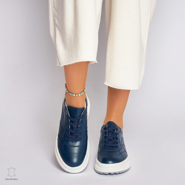 Pantofi casual dama din piele naturala CRL0006 BLEUMARIN - Img 2
