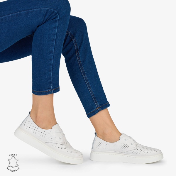 PANTOFI CASUAL Dama Piele Naturala CRL1052 Culoare: ALB - Img 4