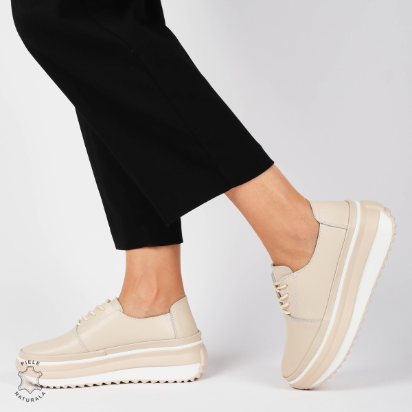 PANTOFI CASUAL Dama Piele Naturala CU SIRET CRL1439 ROZ - Img 2