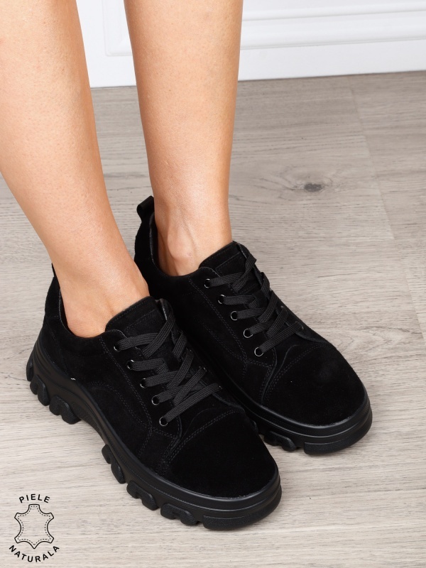 Pantofi casual dama Ppremium din piele naturală INTOARSA CRL1818 NEGRU - Img 2