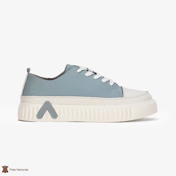 Pantofi Casual de dama din Piele naturala cu talpa groasa CRL0489 ALBASTRU - Img 2