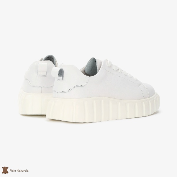Pantofi Casual de dama din Piele naturala cu talpa groasa CRL0492 ALB - Img 3
