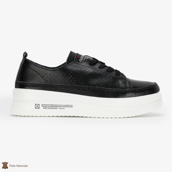 Pantofi Casual de dama din Piele naturala Șic Urban CRL0487 NEGRU - Img 2