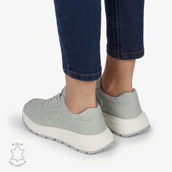 Pantofi casual piele naturala CU MODEL LATERAL CRL1304 GRI - Img 3