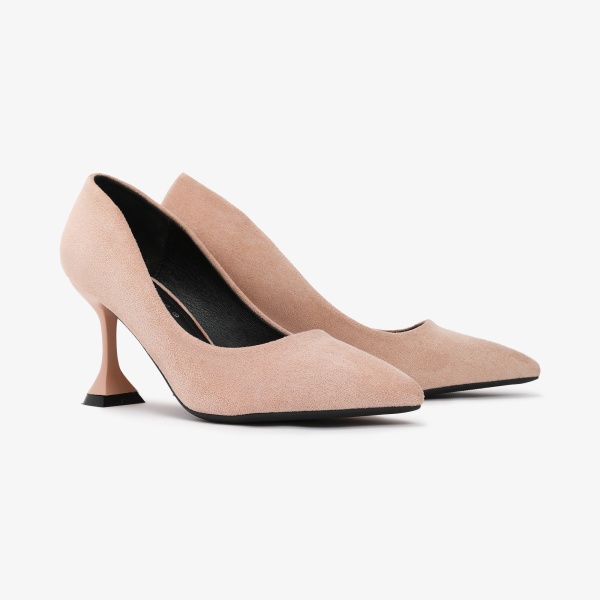 Pantofi Eleganți dama din Piele Ecologică Intoarsa CRL0559 Bej - Img 3