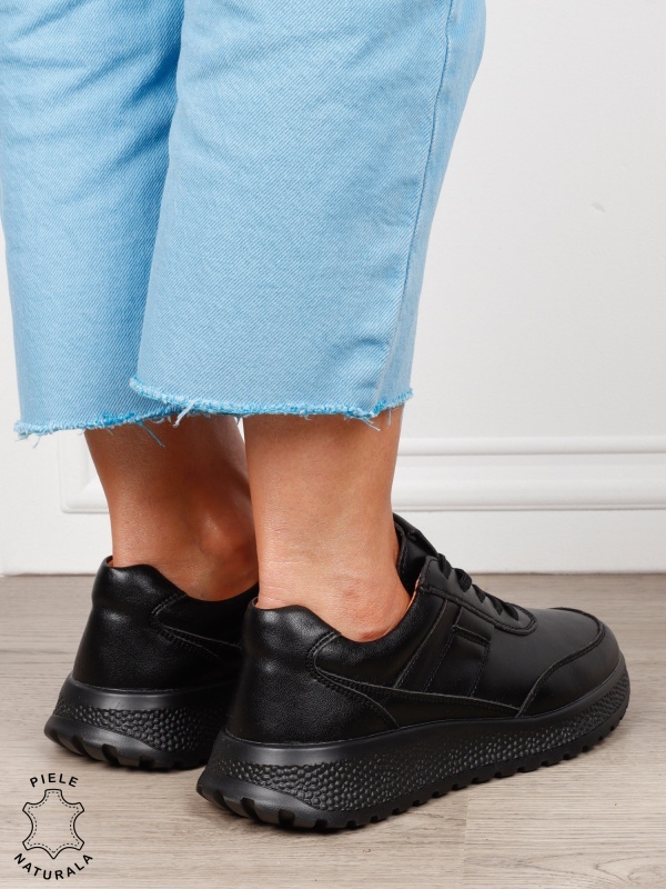 Pantofi sport din piele naturală pentru confort și stil CRL1813 NEGRU - Img 3