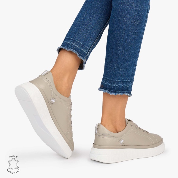 Pantofii casual piele naturala COMOZI CRL1070 CULOARE: GRI - Img 4