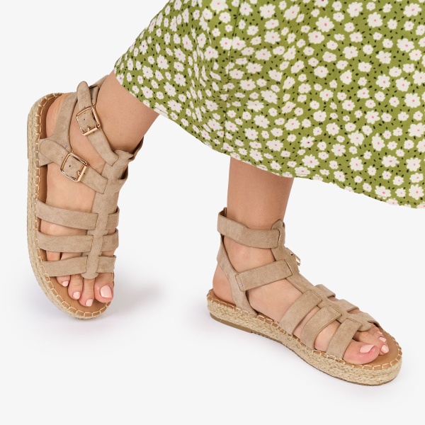 SANDALE Dama DIN PIELE ECOLOGICA INTOARSA CRL1022 Culoare: khaki - Img 3