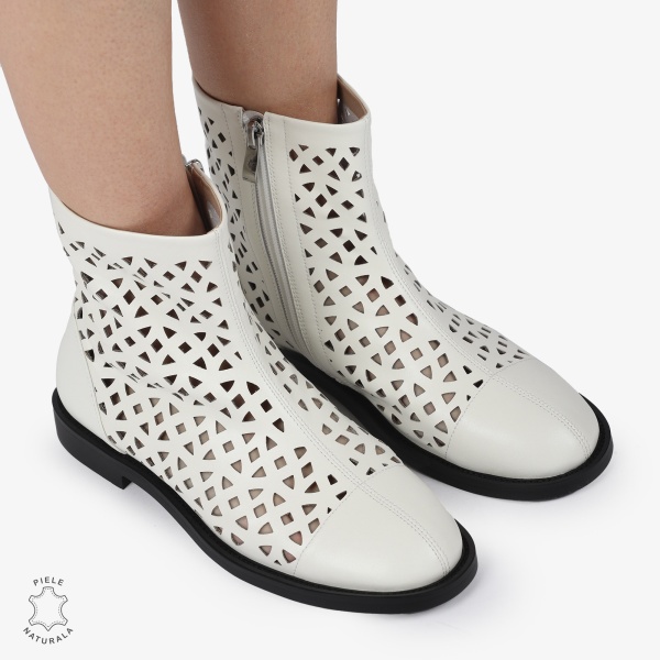 SANDALE dama din Piele Naturala ELEGANTE CU DESIGN UNIC CRL1369 ALB - Img 2