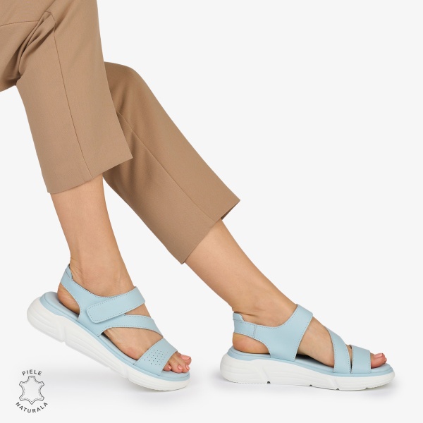 SANDALE Dama Piele Naturala CU BARETE CRL1048 Culoare: ALBASTRU - Img 2
