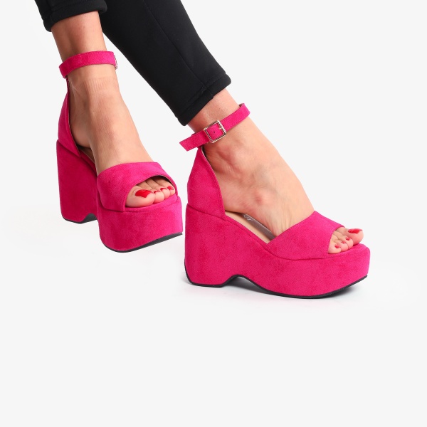 SANDALE DIN PIELE ECOLOGICA INTOARSA CU PLATFORMA CRL0737 Fuscia - Img 2