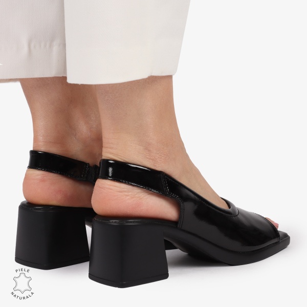 Sandale elegante din piele naturală CU CATARAMA MODEL CLASIC CRL1403 NEGRU - Img 3