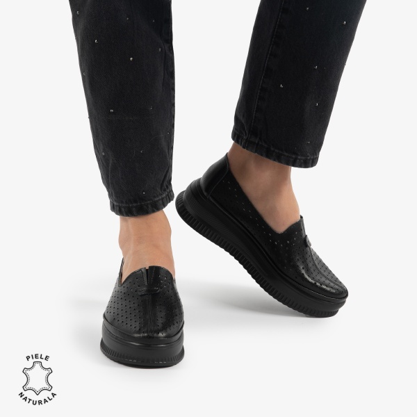 BALERINI dama din Piele Naturala CRL0861 NEGRU - Img 3