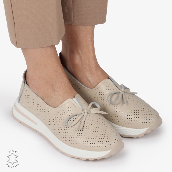 BALERINI dama din Piele Naturala CRL1060 CULOARE: BEJ - Img 3