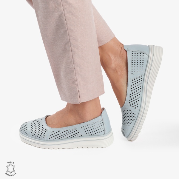 Balerini Dama Piele naturală CRL0105 ALBASTRU - Img 3