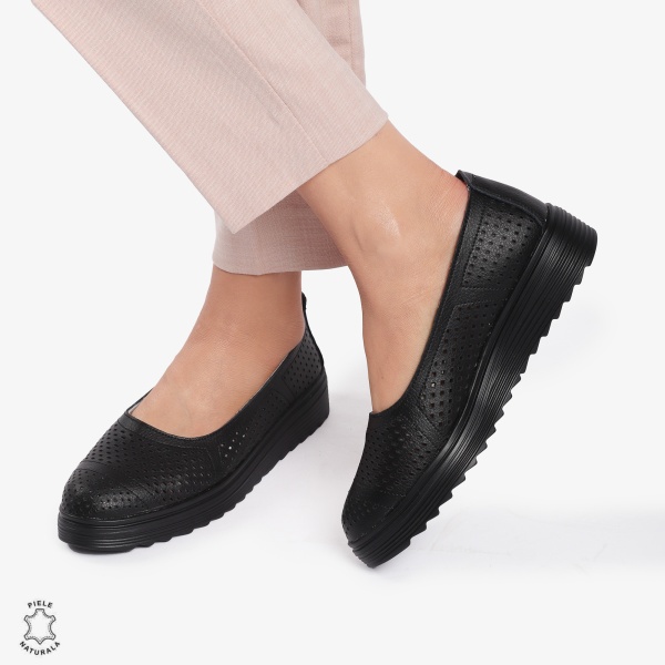 Balerini Dama Piele naturală CRL0105 NEGRU - Img 3