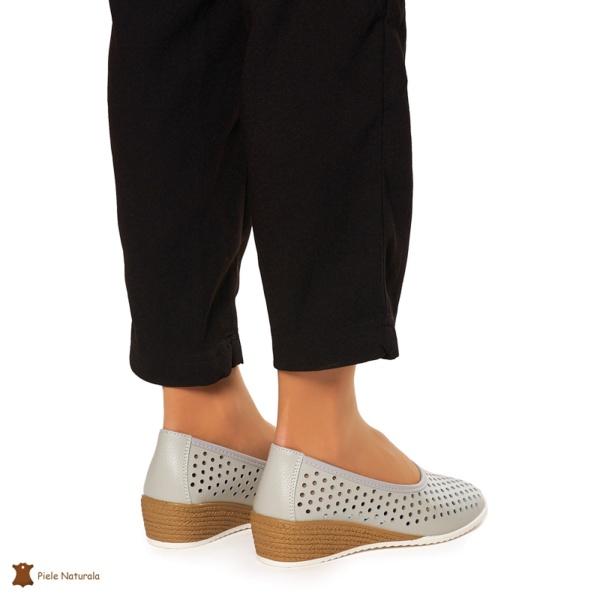 Balerini Dama Piele Naturala Slip-on CRL0075 GRI - Img 4