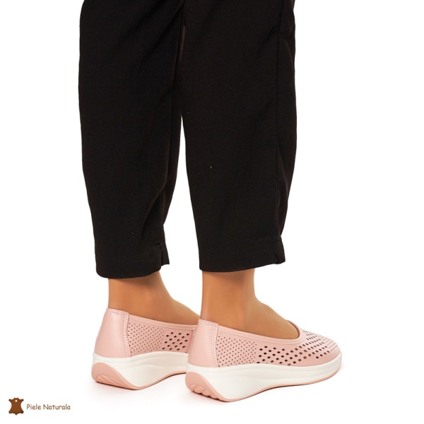Balerini Dama Piele Naturala Slip-on CRL0076 ROZ - Img 4