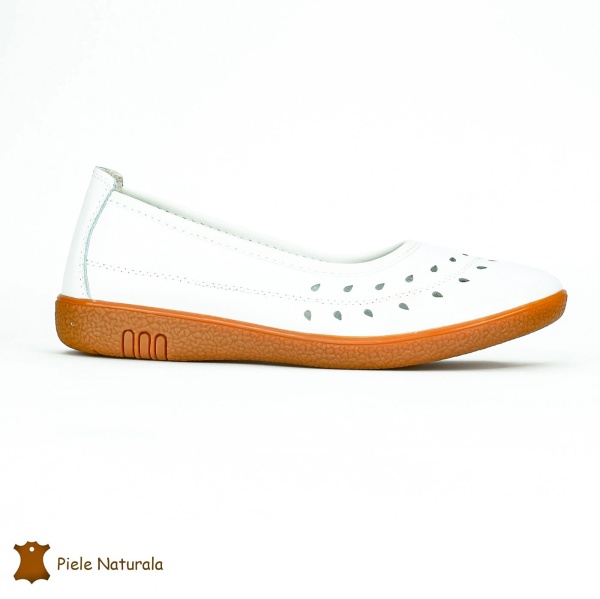 Balerini Dama Piele Naturala slip-on CRL0228 ALB - Img 2
