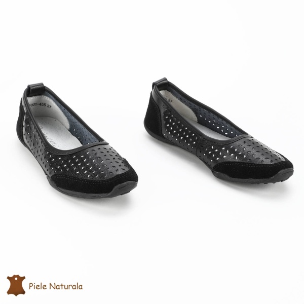 Balerini Negri din Piele Naturala cu talpa flexibila CRL0168 - Img 4