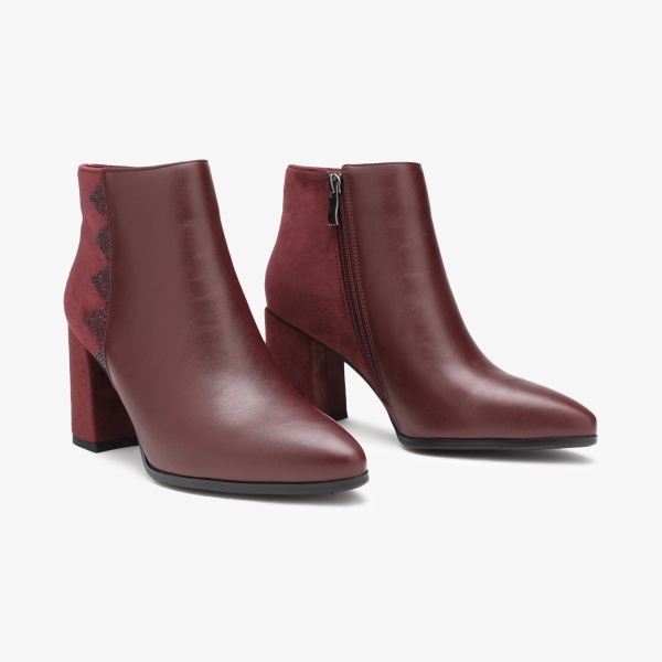 Botine dama din Piele Ecologica CRL0665 BORDO - Img 2