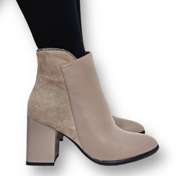 Botine DAMA din PIELE Ecologica cu FERMOAR CRL0925 CULOARE: Khaki - Img 5