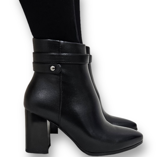 Botine DAMA din PIELE Ecologica cu FERMOAR si Catarama CRL0926 CULOARE: Negru - Img 2