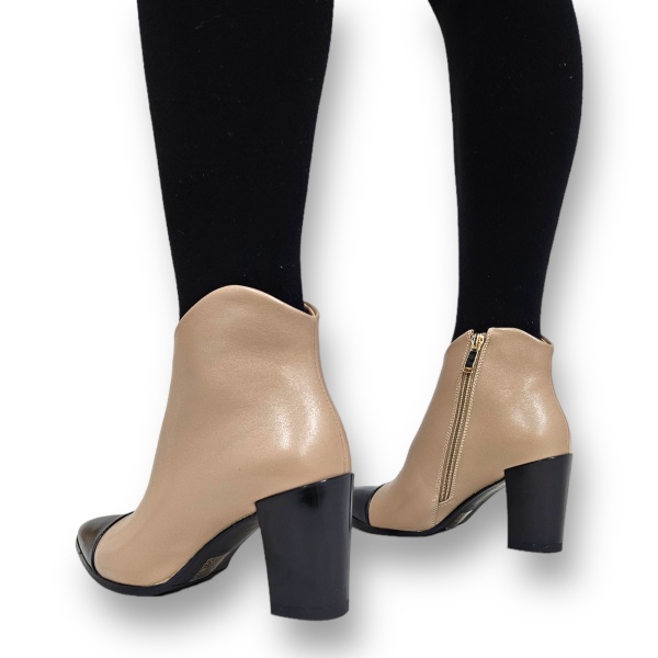 Botine DAMA din PIELE Ecologica cu FERMOAR si Catarama CRL0932 CULOARE: Bej - Img 4